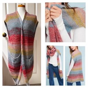 Anthropologie x Moth RINDA Mohair Blend Vest Cardigan Duster Sweater